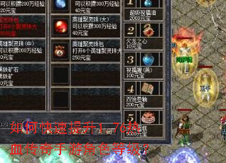 如何快速提升1.76热血传奇手游角色等级? 如何快速提升1.76热血传奇手游角色等级?