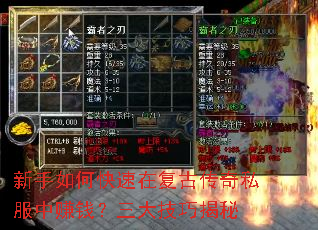 新手如何快速在复古传奇私服中赚钱?三大技巧揭秘 新手如何快速在复古传奇私服中赚钱?三大技巧揭秘